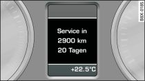 Instrument cluster: Example of a service interval display